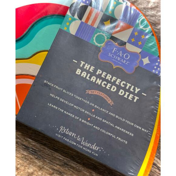 FAO Schwarz Fruit Stacker Wood Building Set, Montessori Toy, Nesting Puzzle NEW! - Picture 2 of 9